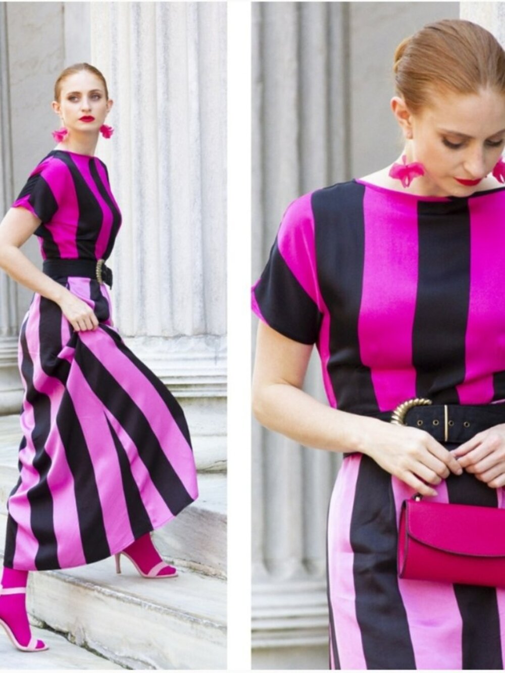 Christopher John Rogers Target Pink Black Stripe Maxi Dress Size 4 NWT SOLD OUT